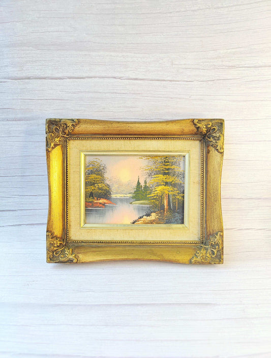 Vintage Landscape Oil Painting Original Framed Wall Art