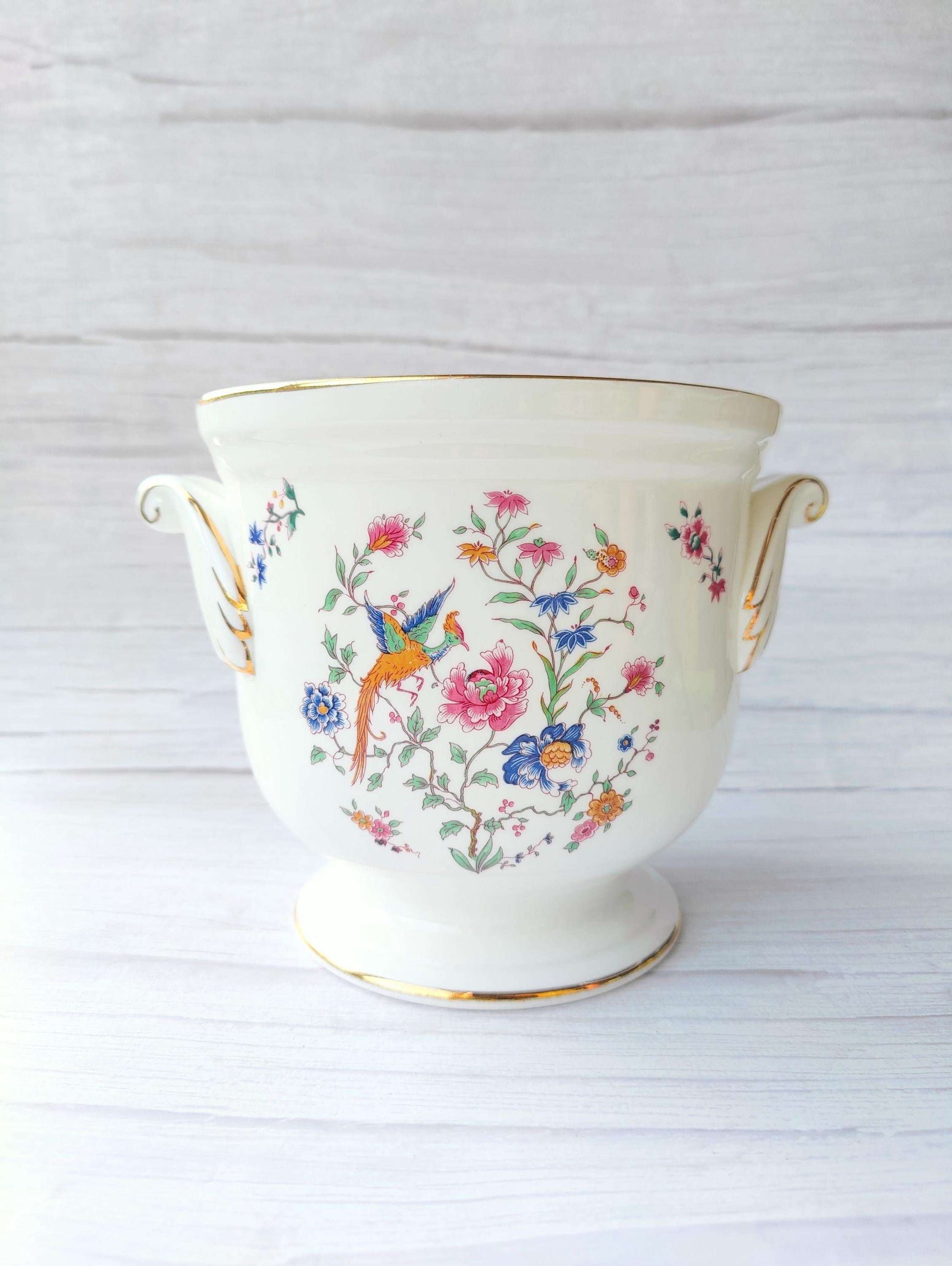 Vintage Hammersley 'Bird of Paradise' Bone China Jardiniere Planter Pot