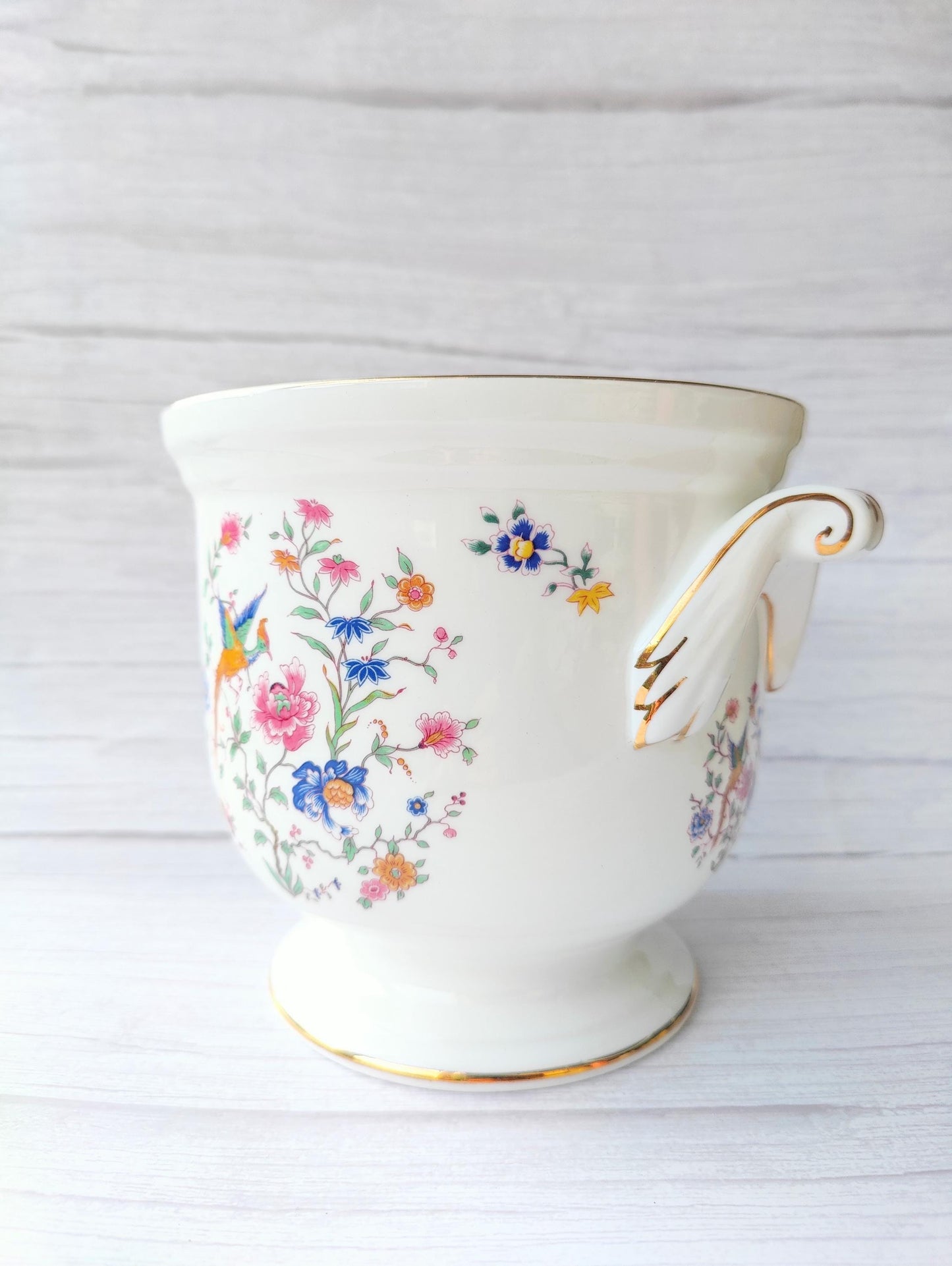 Vintage Hammersley 'Bird of Paradise' Bone China Jardiniere Planter Pot