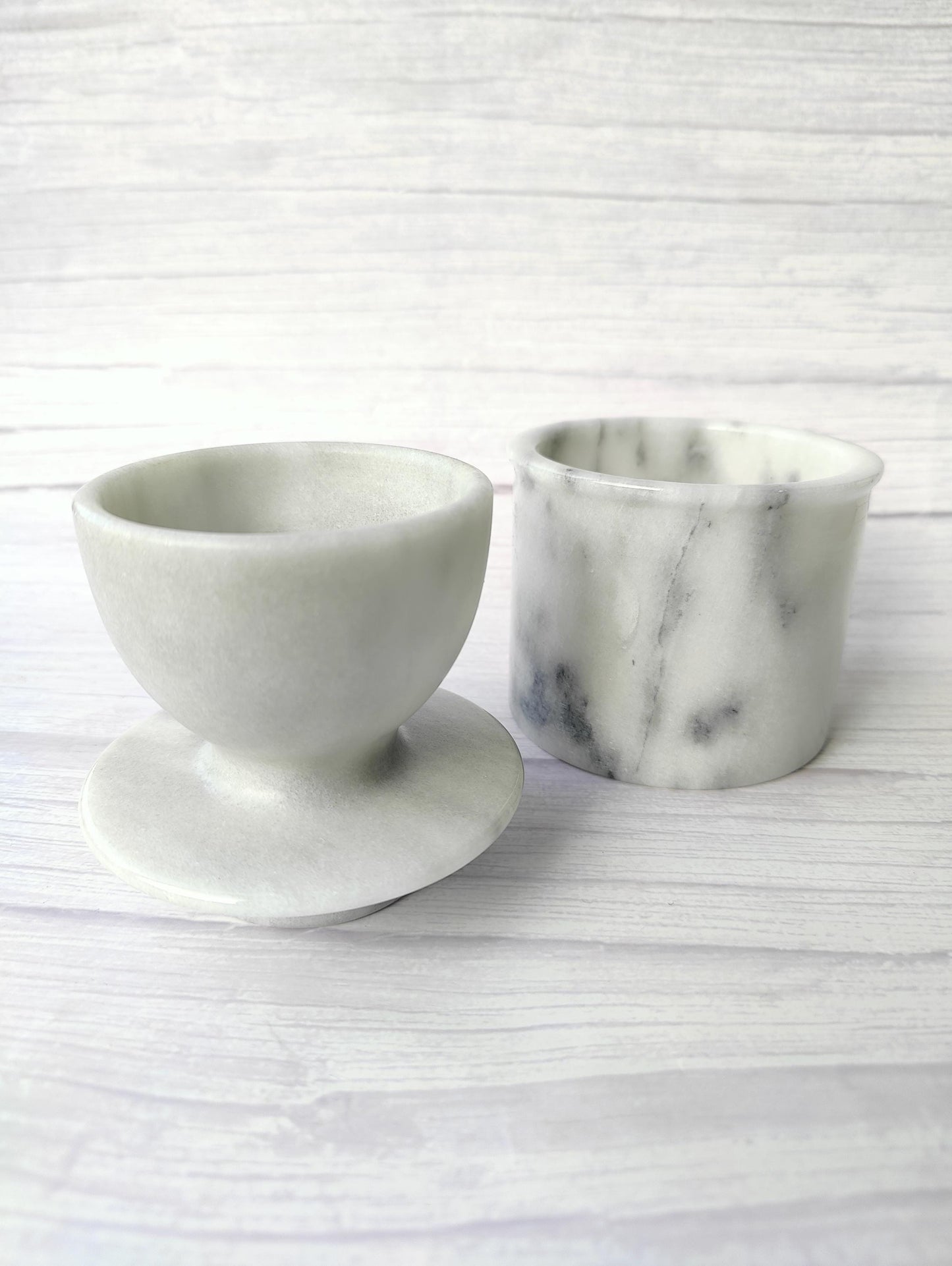 Solid White & Grey Marble Butter Bell Keeper Dish