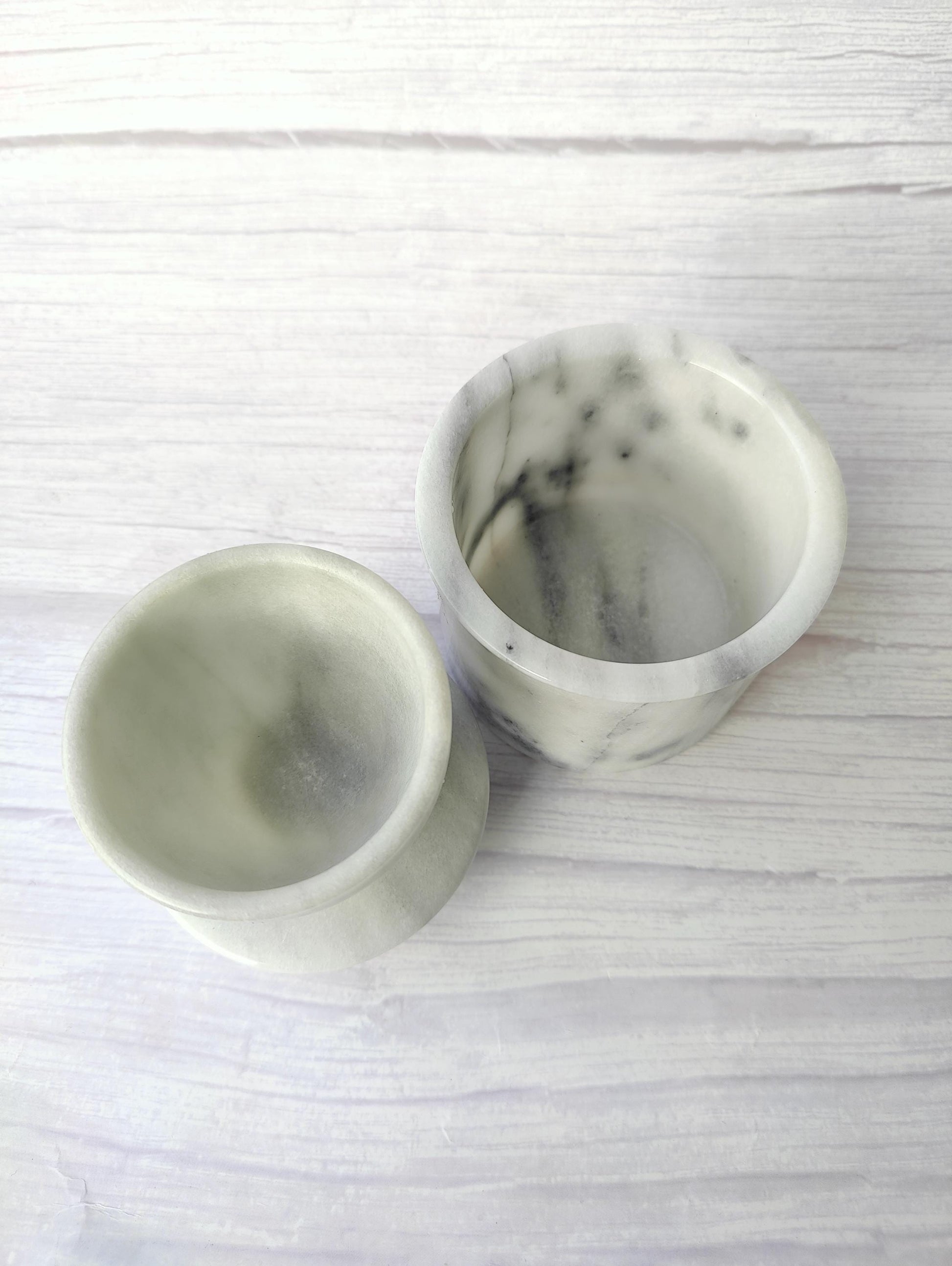 Solid White & Grey Marble Butter Bell Keeper Dish