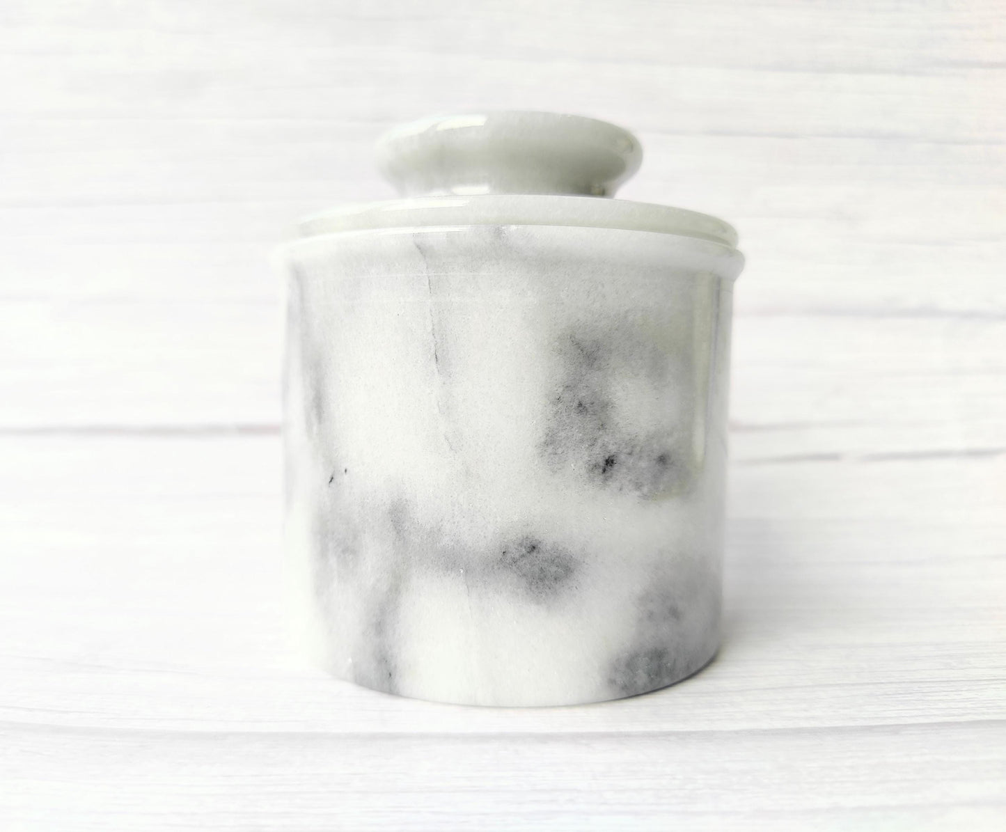 Solid White & Grey Marble Butter Bell Keeper Dish