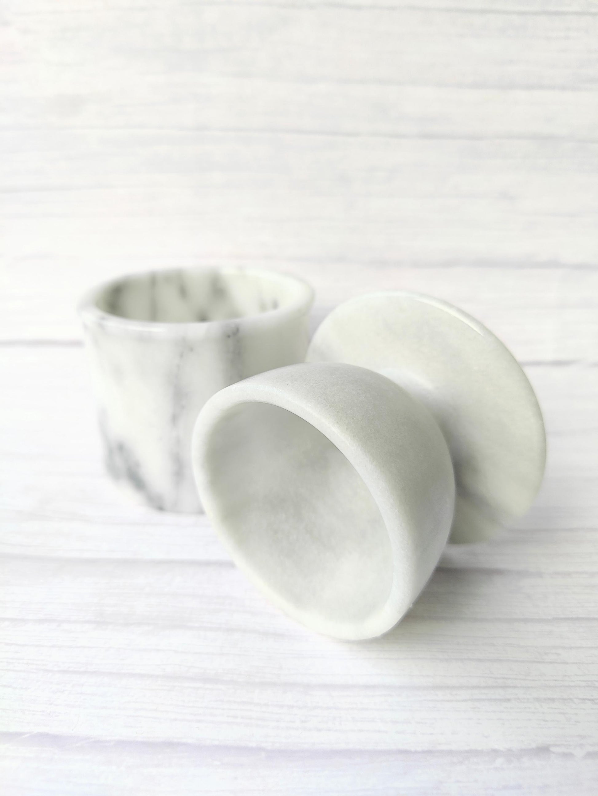 Solid White & Grey Marble Butter Bell Keeper Dish